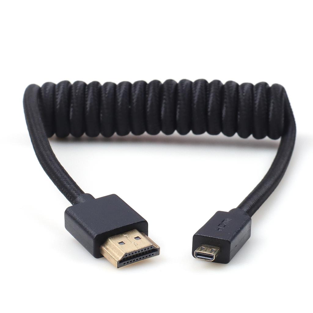 HD to Micro HD/MINI HD/HD Coiled Cable 1080P 4K 60Hz High-Speed High-Definition Television Cable for Monitor Computer |Black Re