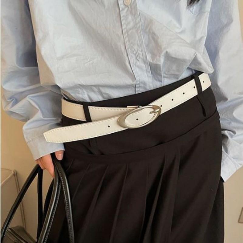 Black Pu Versatile Belt With Timeless Moon Design For Fashionable Looks Denim