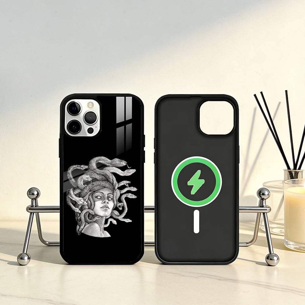 Medusa G-Greek Mythology Phone Case For iPhone17,16,15,14,13,12,11 Plus,Pro Max Magnetic For Magsafe Wireless Charging