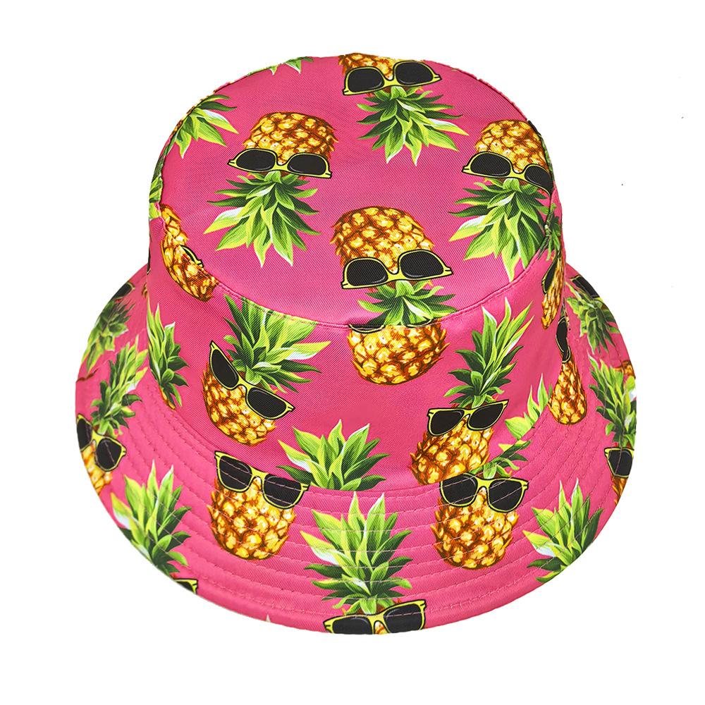 Funny Pineapple Pattern Bucket Hat for Women Men Summer Outdoor Sunscreen Fisherman Hats Fashion Fruit Decorate Panama Hip Hop