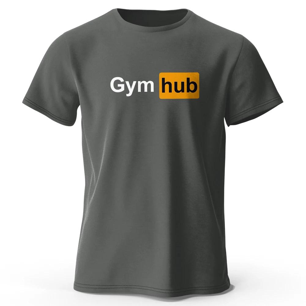 Gym Hub Bedrucktes T-Shirt 100% Baumwolle Oversized Lustige Grafik-T-Shirts für Sommer-Tops