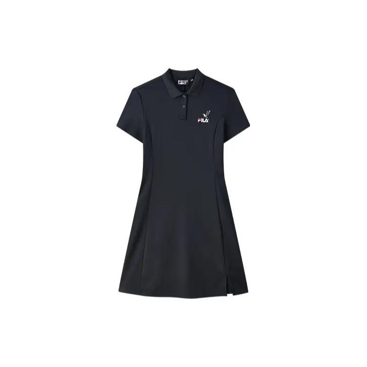 

Fila Однотонное платье А-силуэта с короткими рукавами и логотипом-буквой, модное, повседневное, женское платье, легендарно-синее F51W228310FNV L