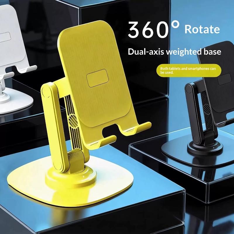 360° Rotating Foldable Desktop Mobile Phone Holder Plastic Stand+Metal Bottom Phone Stand Lazy Universal Tablet Support Stand