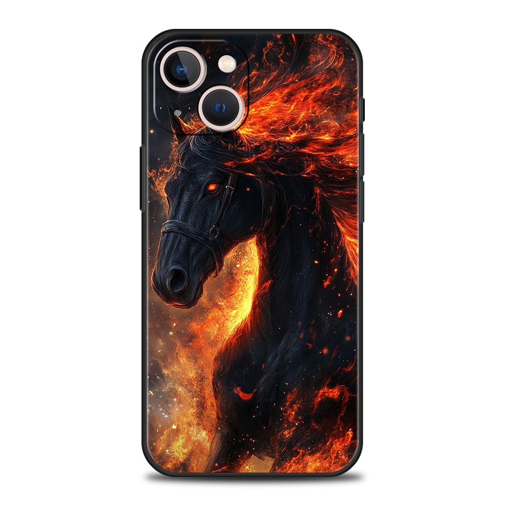 Horse Animal Phone Case for iPhone 16 15 14 13 12 Pro Max 11 Pro Max 7 8 Plus 16E XR Shockproof Soft TPU Shell Fundas Capas Bags