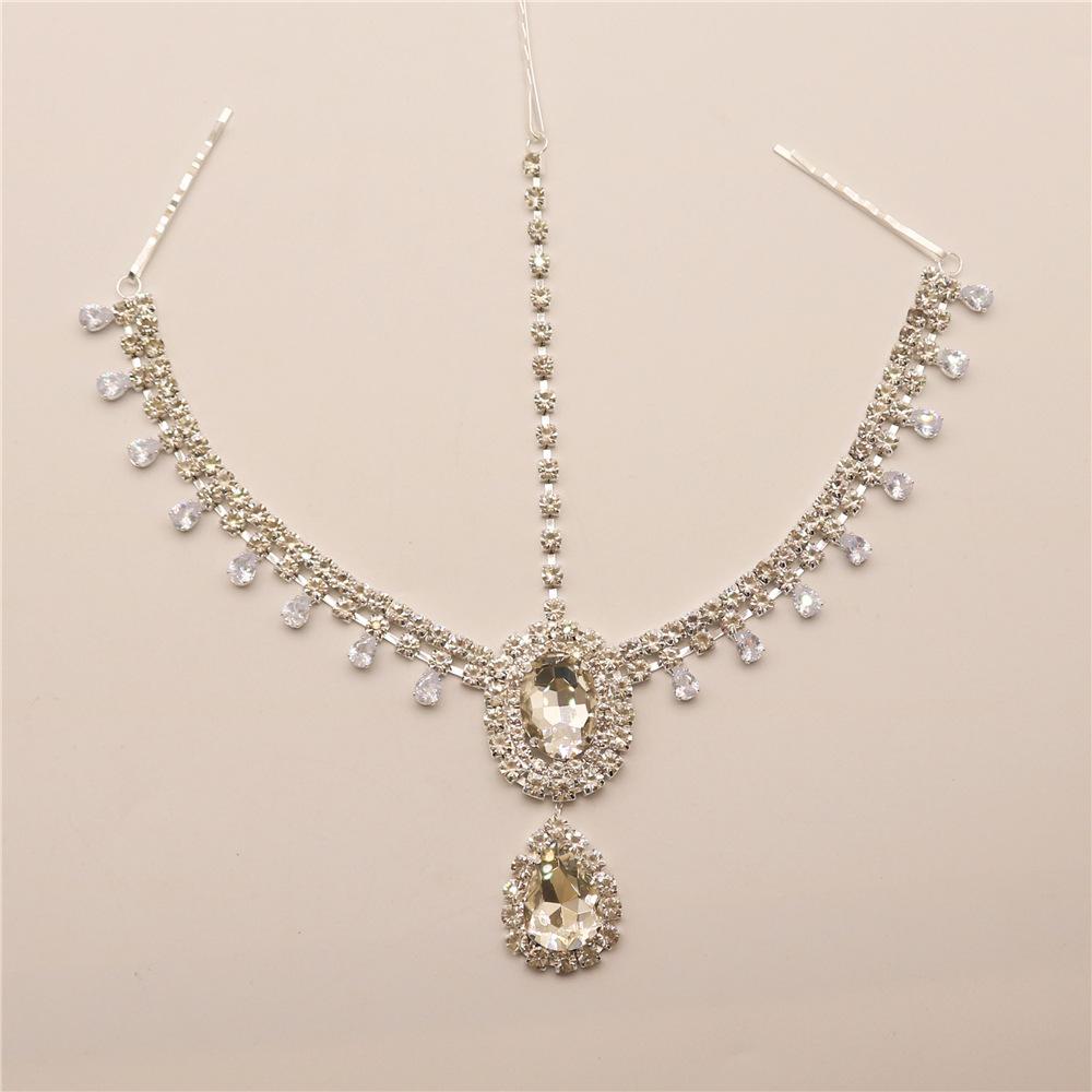 New Stylish Water Drop Pendant Head Chain Bridal Wedding Super Flash Rhinestone Big Gem Forehead Lace