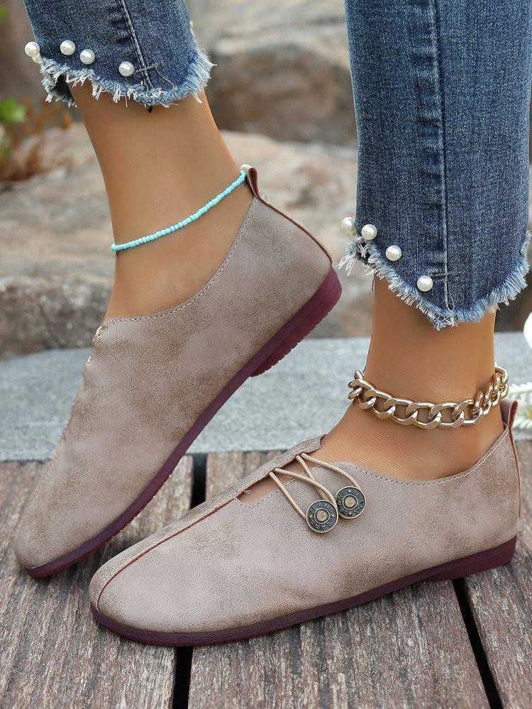 

Внешняя торговля 2024 года, осень, новые повседневные туфли из мягкой кожи с плоским дном, женские туфли с круглым носком и неглубоким горлом, с одной педалью, ленивые женские туфли 36 хаки