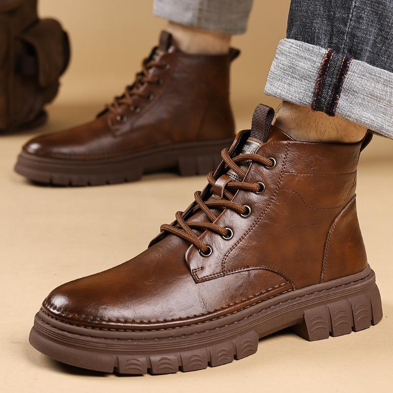 Martin boots men's shoes autumn and winter velvet high-top tooling cotton boots British casual men's boots