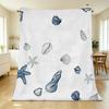 Multifunctional Non-Shedding Flannel Blanket, Ocean Shell & Starfish Pattern, Soft Warm Throw for Sofa, Bed, Cozy Home Use, Christmas & Halloween