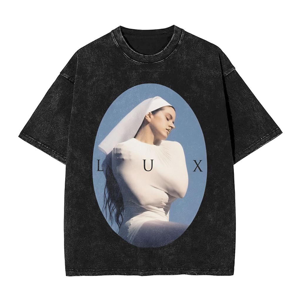 ROSALIA LUX Album Pop Music Washed T Shirt Streetwear Hip Hop Fashion TShirt  Tees Tops for Unisex Women Short Sleeve Oversize
