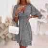 Loose Printed Short Sleeve Sleeved Floral Dress Loose Short Sleeve Floral Dress