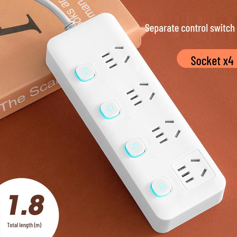 Multi-Function Household Power Strip with Cord, featuring a Multi-Hole Socket Panel for Dorms