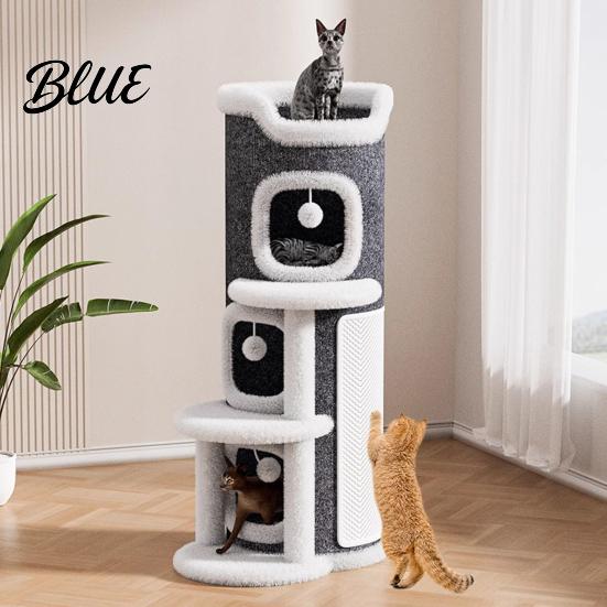 Small Apartment Cat Multi-cat Sisal Barrel with Tower Scratching Tree Climbing 3 Caves Pad Multi-tier