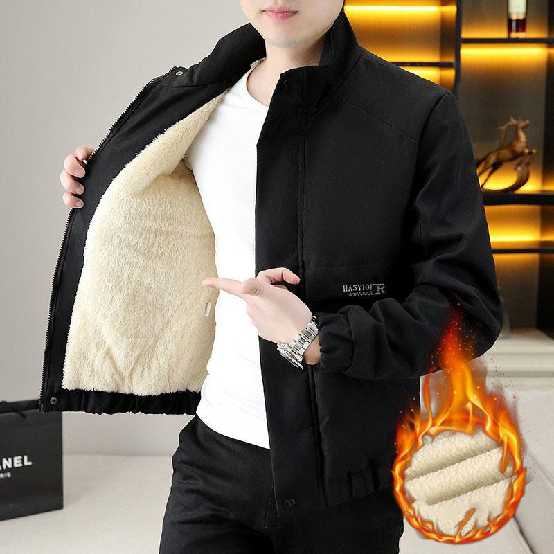 

Men s Autumn and Winter Large Size Plush and Thick Warm Jacket XXXXL чёрный