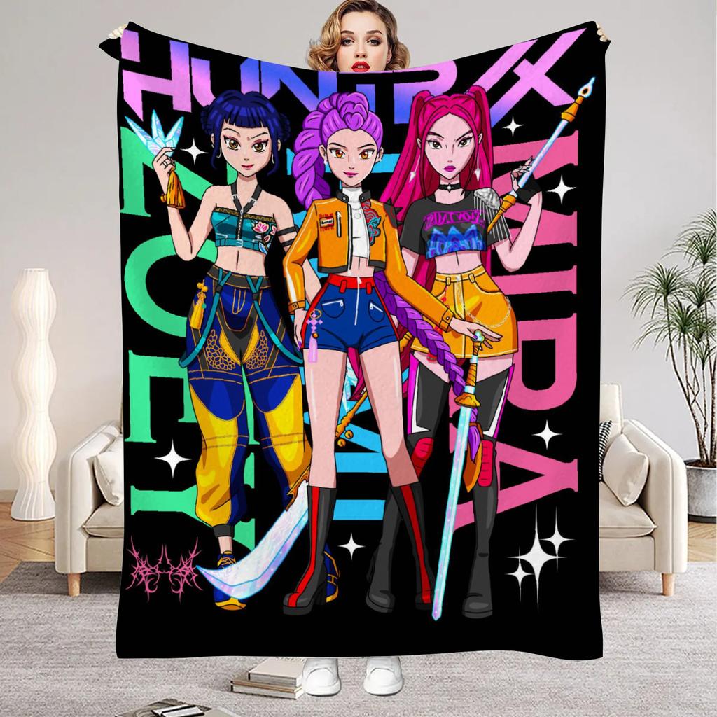 K-Pop Demon Hunters Blanket Girls Boys Plush Throw Blanket Novelty Warm Blanket All Season Gift