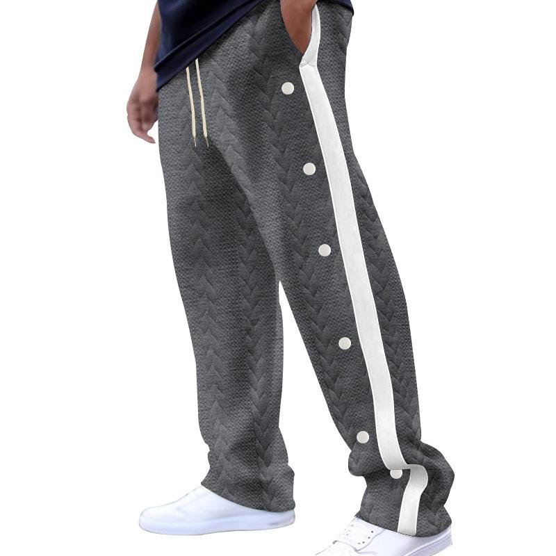 

Autumn Drape Colour Blocking Men s Casual Trousers New Loose Jacquard Button Wide Leg Trousers S