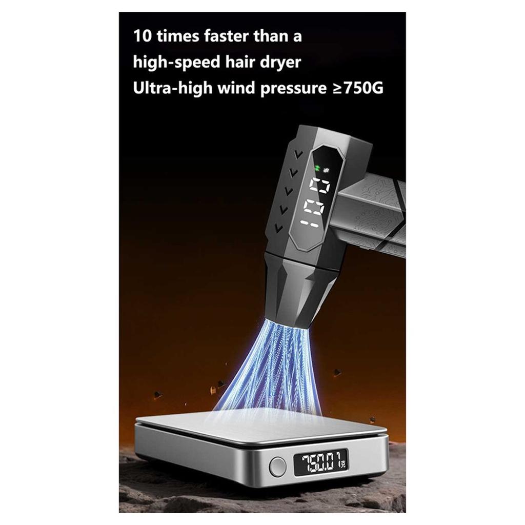 Souffleur Violent 340W Pression de Vent Moteur sans Balais 750G Ventilateur 12000mAh Soufflage de Poussière 40MM Nettoyage Souffleur d'Air