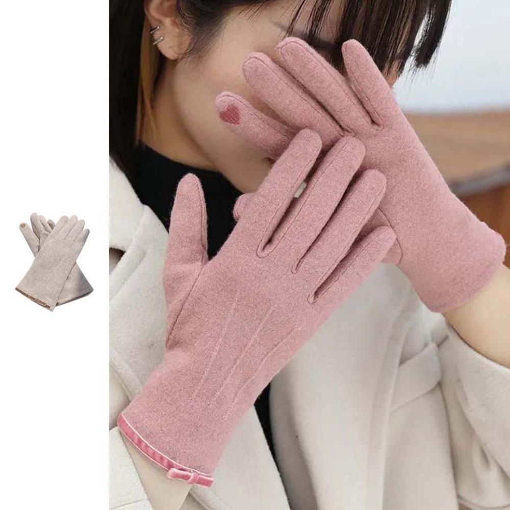 Soft Bow Anti-cold Mittens Faux Cashmere Elasticity Finger Mittens Soft Thickened Gloves Outdoor