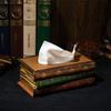 Wooden Antique Book Shaped Napkin Box Tissue Holder Wipes Storage Case Paper Towel Dispenser