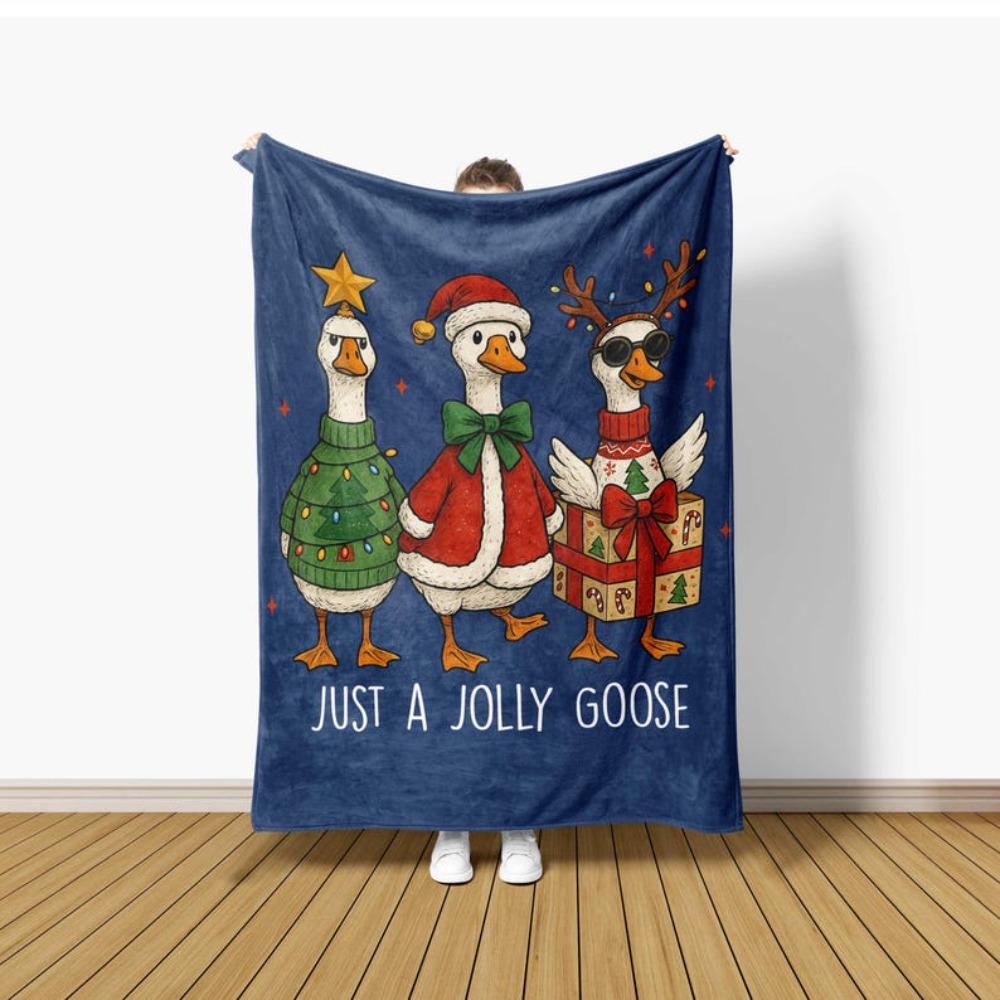 Fröhliche Gans Decke viele Größen 2D-Druck lustige Weihnachts-Gans Tier Flanell Sofa Wohnzimmer gemütlich Freude