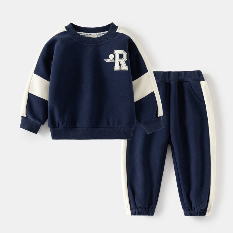Shark Spring and Autumn Boys and Girls Letter Sweater Suit