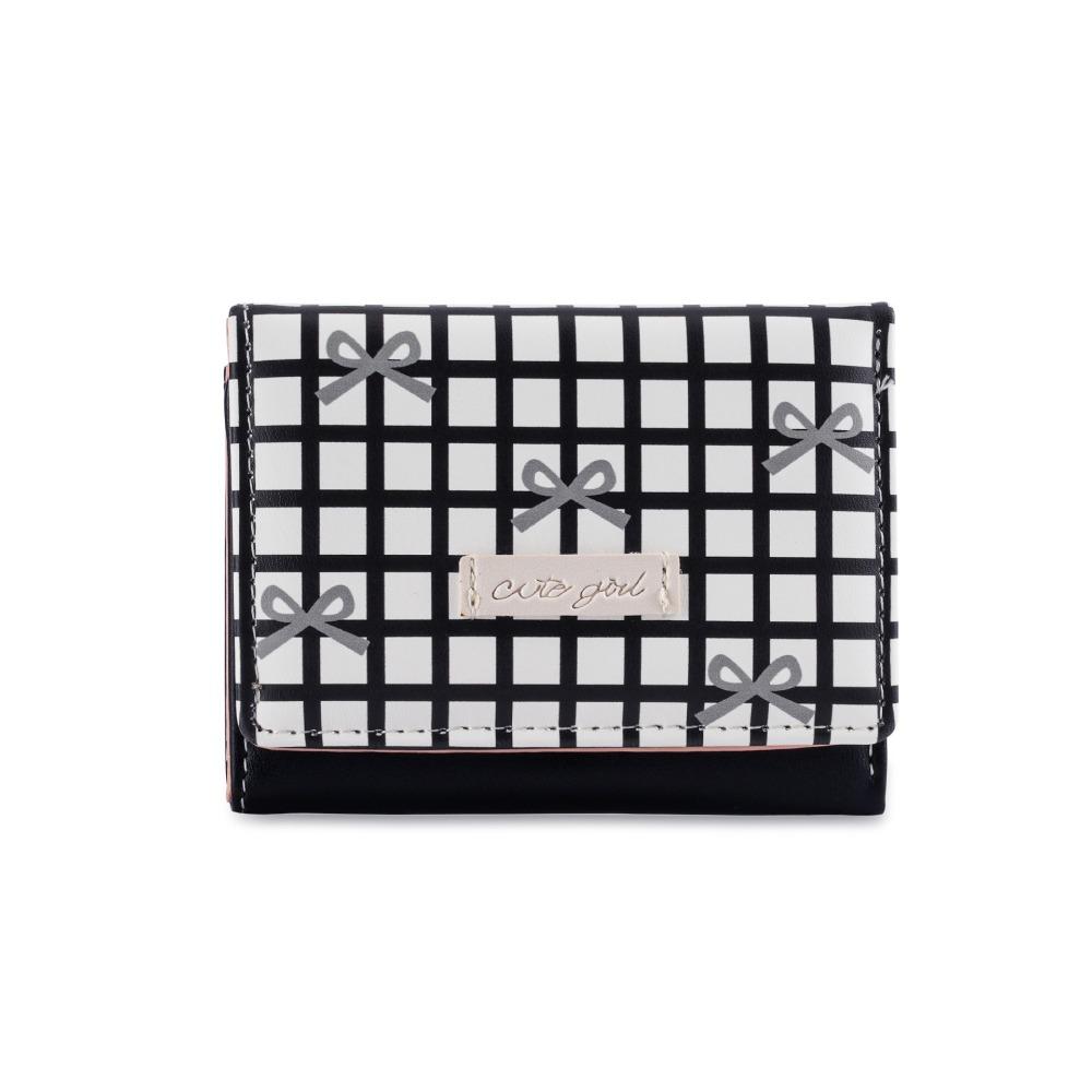 Lattice Cute Tri-Fold Purses Multiple Card Slot Coin Purse Portable Women Card Holder  Student