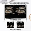 3PCS Black Duvet Cover Set Golden White Flowers Printed Duvet Cover With Pillowcases Single Twin Queen Size Bedding Set for Home