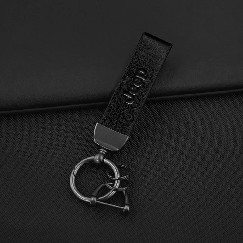 Para Carro Jeep Corrente de Chaveiro Metal Couro Para Jeep Grand Cherokee WK WK2 JK KK KL Commander XK Renegade Chaveiro Estilo Auto