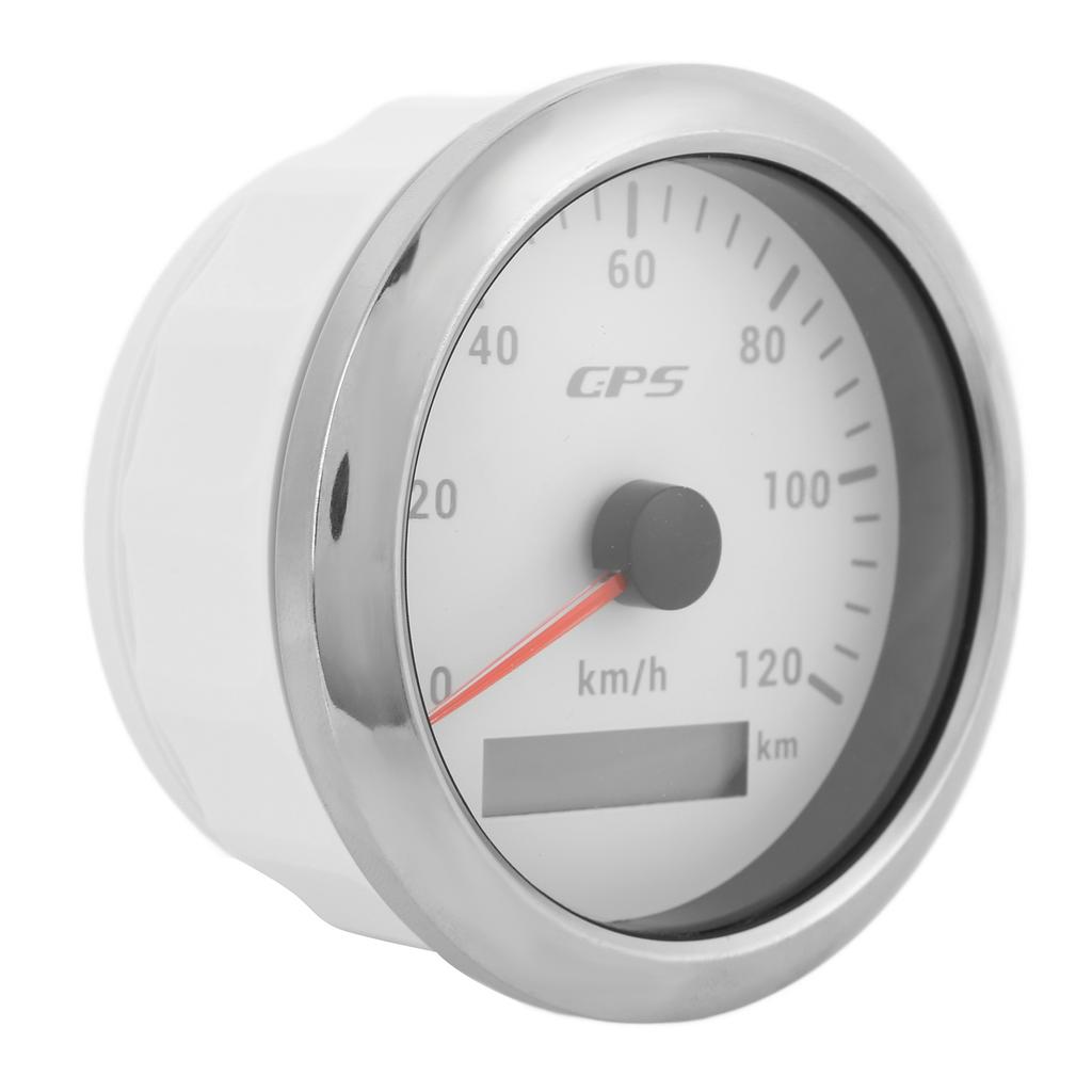 85mm Marine Auto GPS Speedometer 120KM H Speed Odometer with 7 Color Backlight for Car Boat RV YachtWhite