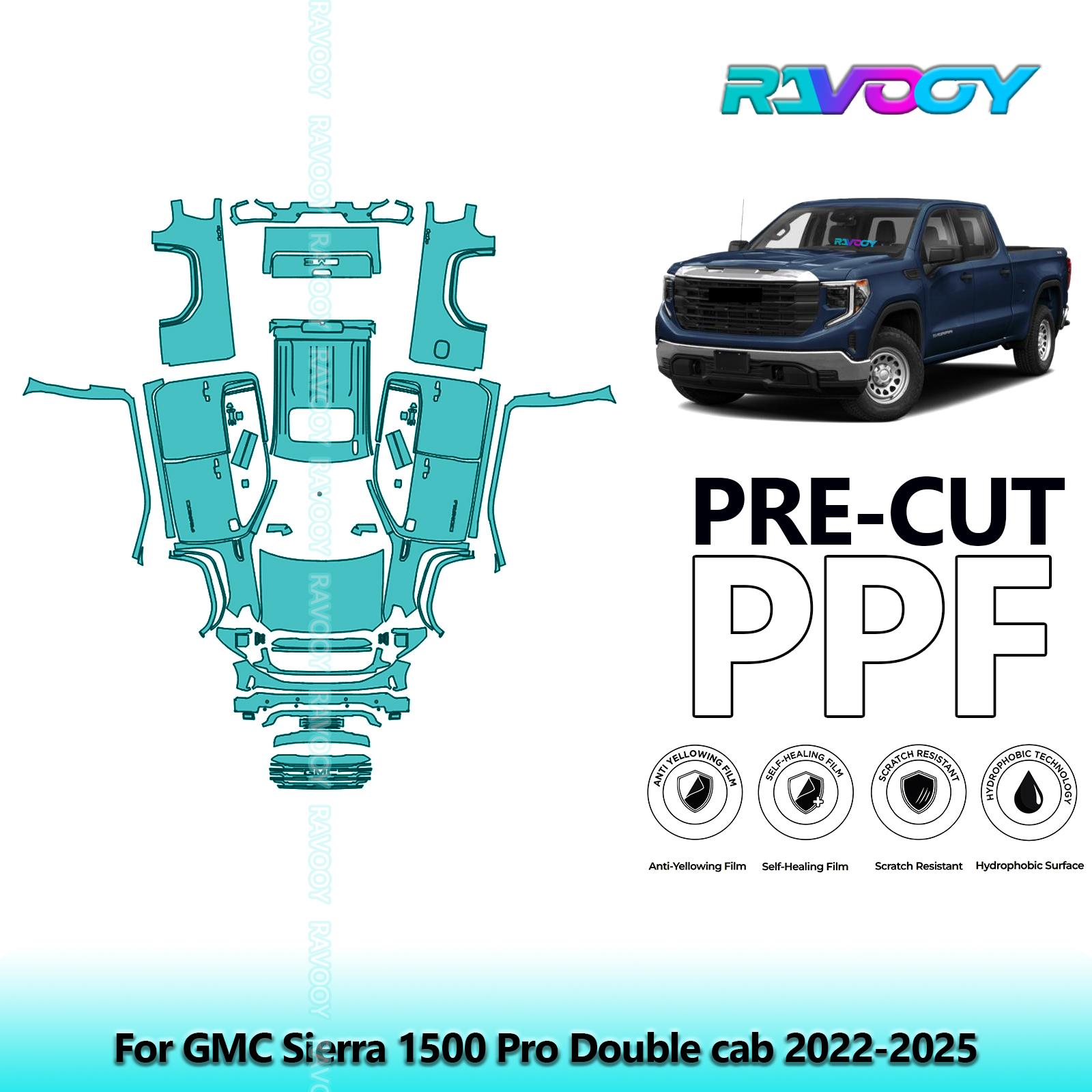 BEZ1 Car Precut PPF Paint Protection Film Full Vehicle For GMC Sierra 1500 Pro Double cab 2022-2025 Full Vehicle