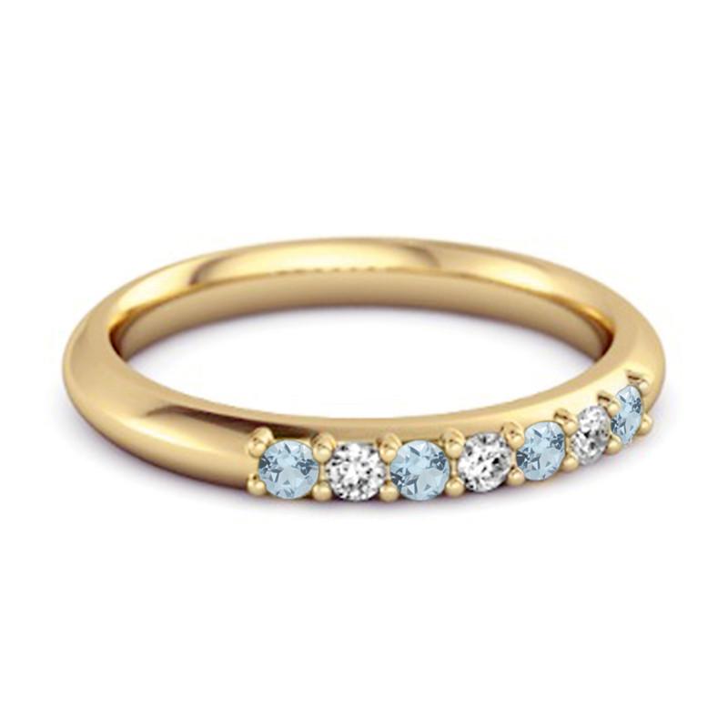 Blue Topaz Eternity Stackable Ring - 925 Sterling Silver Gold Vermeil