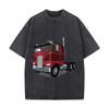 Red Truck Auto Art Vintage Distressed Washed Cotton Short Sleeve Streetwear Outfit