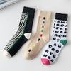 Female Spring and Autumn Zebra Stripe Letter Rainbow Stripe Light Luxury College Wind Tube Socks