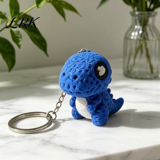 Blue Dinosaur Pendant Keychain Pendant, 3D Printed Mini Unique Gift Knitted Texture Design Keyring for Keys Backpacks Gifts Backpack Charm