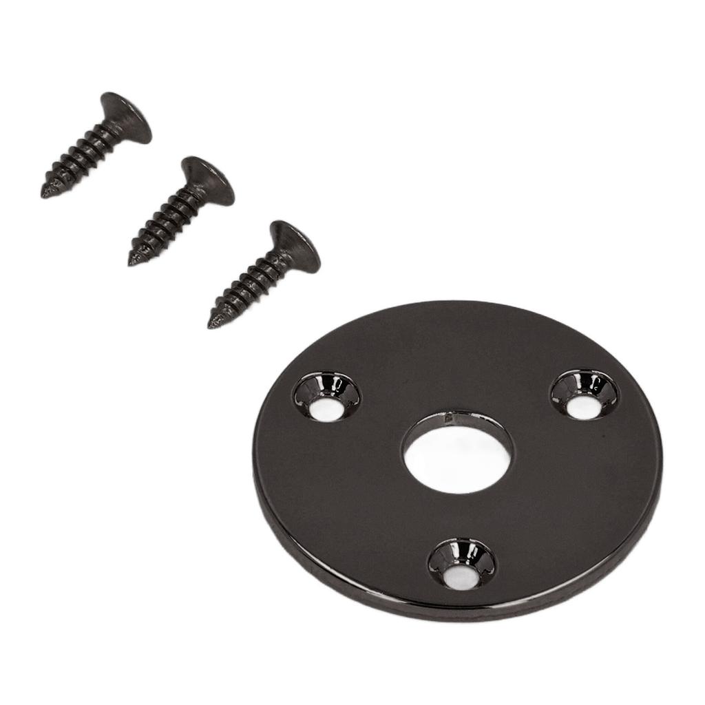 Guitar Socket Plate Round Metal Input Output Cover Replacement Hardware for Bass with Mounting Screws