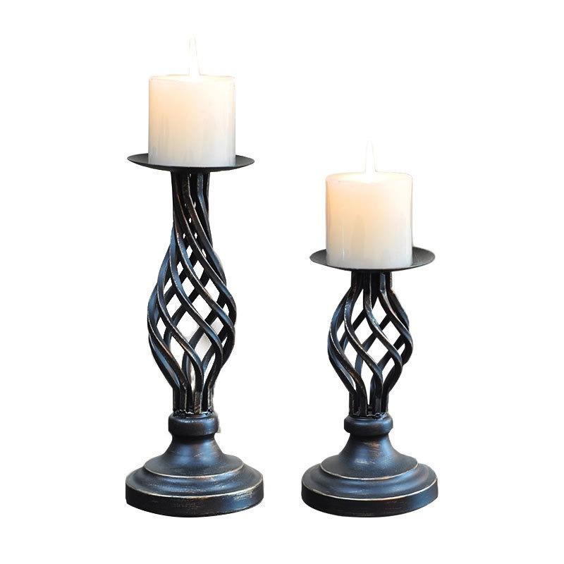 American Retro Candlestick Ornament Hollowed Out Black Valentine's Day Table Wedding Candlelight Dinner Prop Decoration Cup
