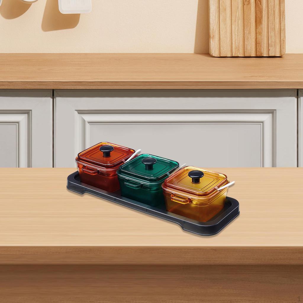 Elegant Spice Organizer Set with Sugar Jars And Serving Plate