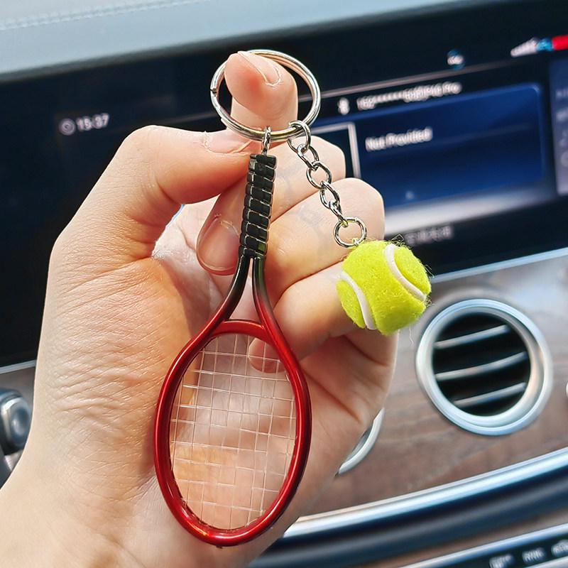 Mini Metal Tennis Racket Pendant Keychain - Creative Souvenir Gift Standard