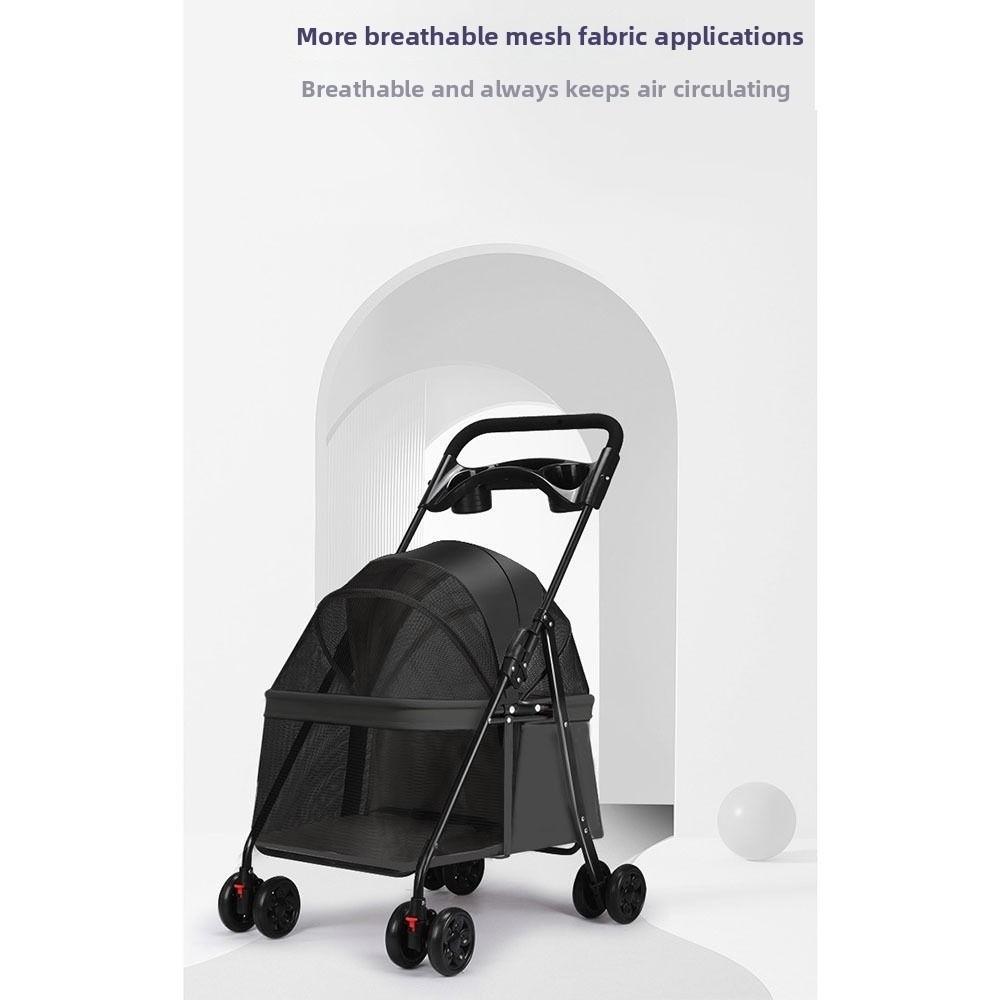 Dog Stroller Foldable Pet Stroller 4 Wheels Dog & Cat Pet Trolley Carrier Steel Frame Compact Pet Push Cart City Walks