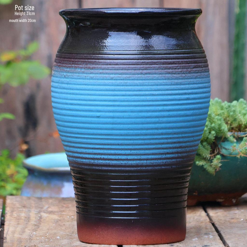 Handmade Large Ceramic Pot for Succulents & Orchids - Breathable, Coarse Pottery Bonsai Planter