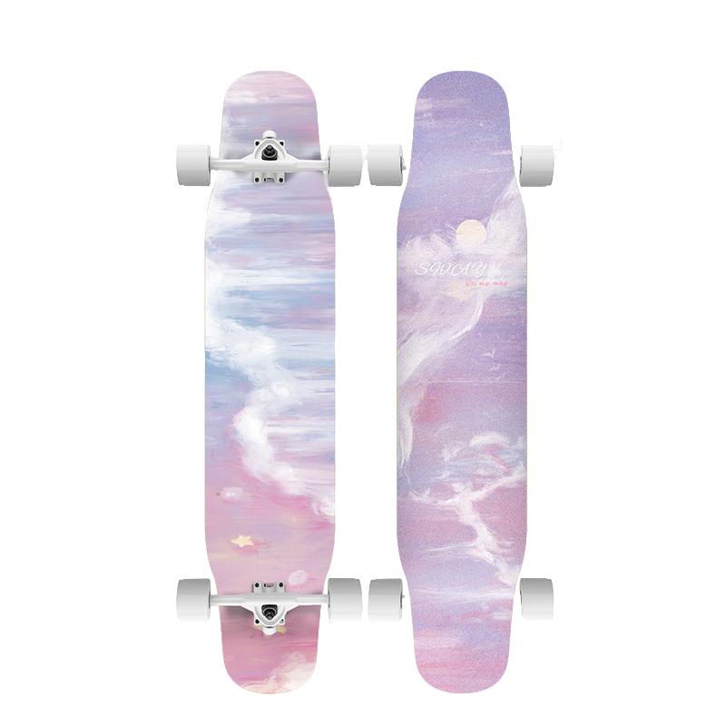 For Girls Longboard Professional Four-Wheel Double Rocker Skateboard Beginner Children s Dance Board PU Deck 104cm Skate