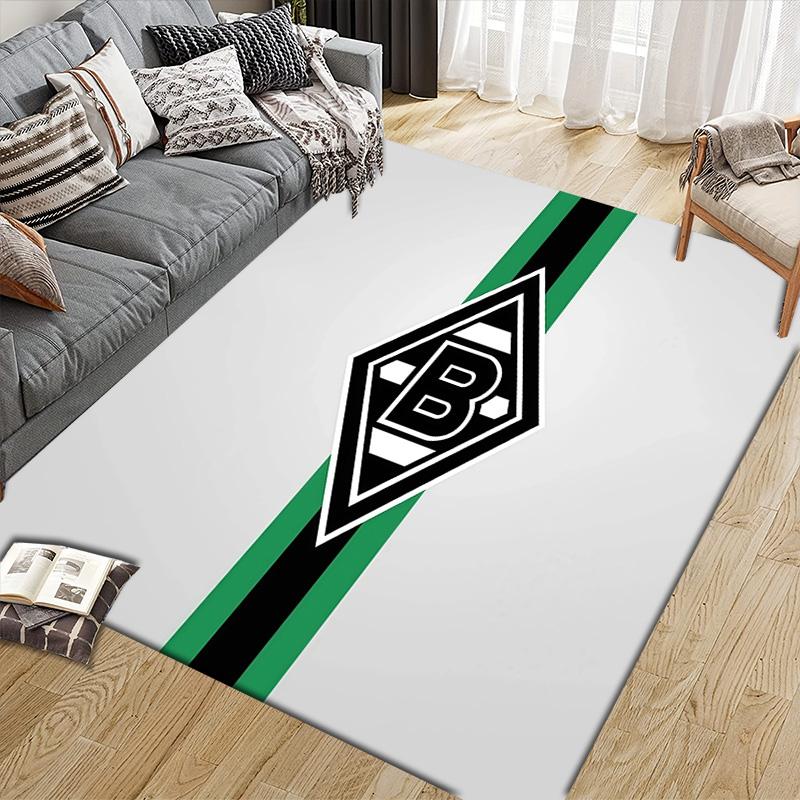 Borussia Mönchengladbach Flannel Pattern Square Carpet,Area Rug,Carpet Rug for Living Room Bedroom Sofa Playroom Decor,Non-slip Floor Mat