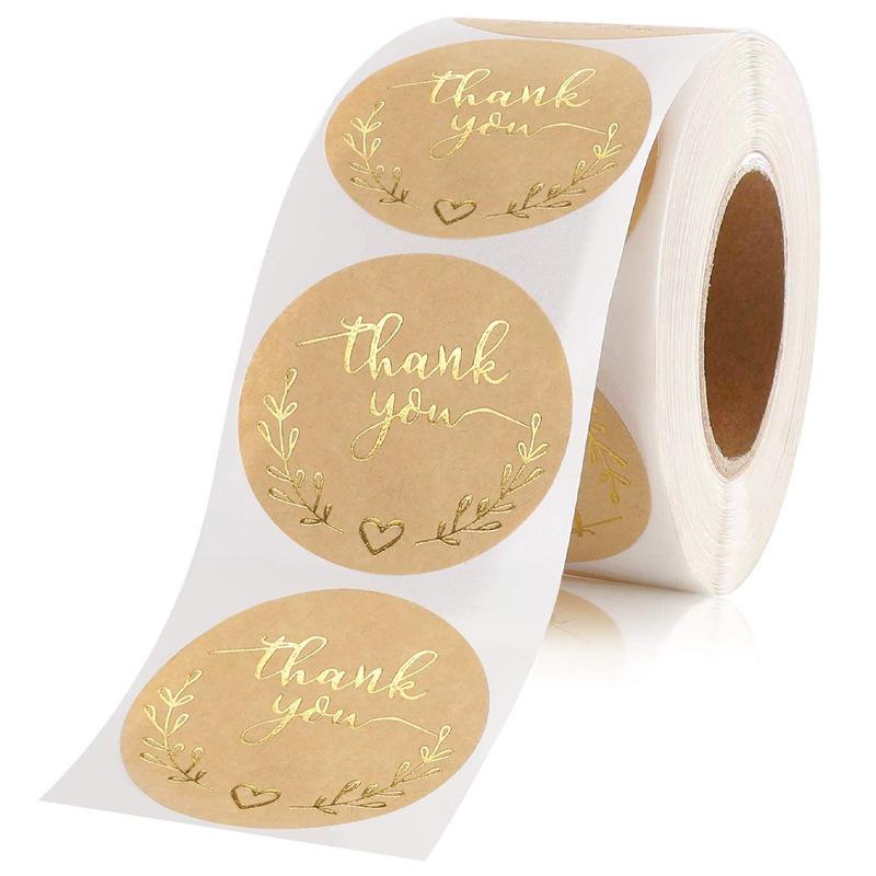 Hot Stamping Thank-you Stickers, Kraft Paper, Wheat Ear Patterns, Gift Packaging, Sealing Stickers, Adhesive Label Stickers