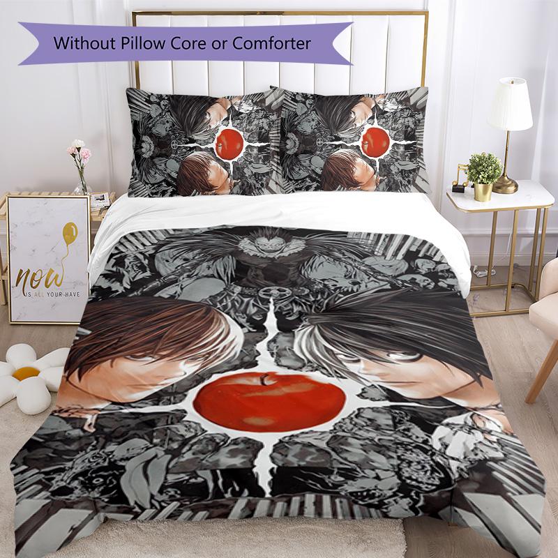 Death Note 3pcs Bedding Set Duvet Cover Closure Includes 1 Duvet Cover & 2 Pillowcases for All Seasons Bedroom Home Dorm Decor