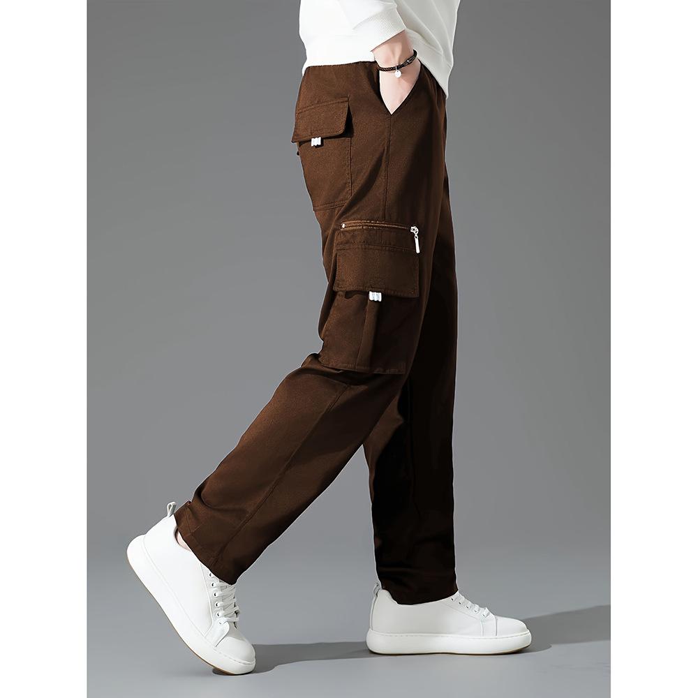 Multi-pocket tooling casual pants men's spring and autumn new straight sweatpants loose long pants
