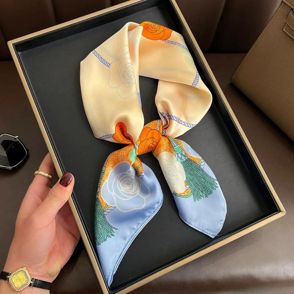 Fashion Luxury Brand 70cm Silk Feel Square Scarf Women Neck Tie Female Hair Bandana Headkerchief Shawl Wrap Hijab Echarpe