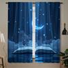 2PCS Ramadan Crescent Print Sheer Curtains – 2D Art Design for Living Room Bedroom Kitchen Game Room   All Seasons