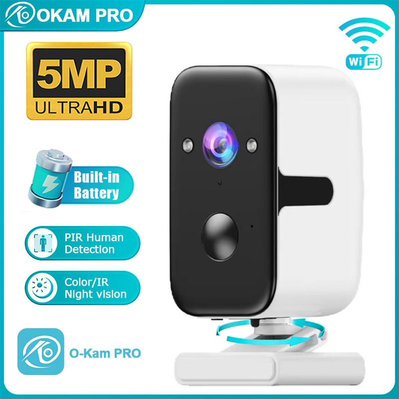 OKAM PRO Outdoor Solar Camera 5G WiFi HD 5MP 5000mAh Motion Tracking Two-Way Intercom Color Night Vision Wireless PTZ Camera