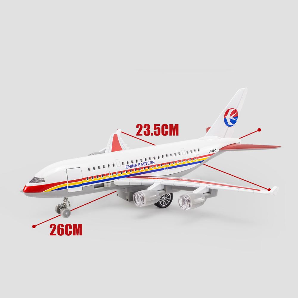 Children's Pressure Molten Metal Toy Airplane, 10-inch Original A380 Model, Audio-visual Simulation Airplane, Gift