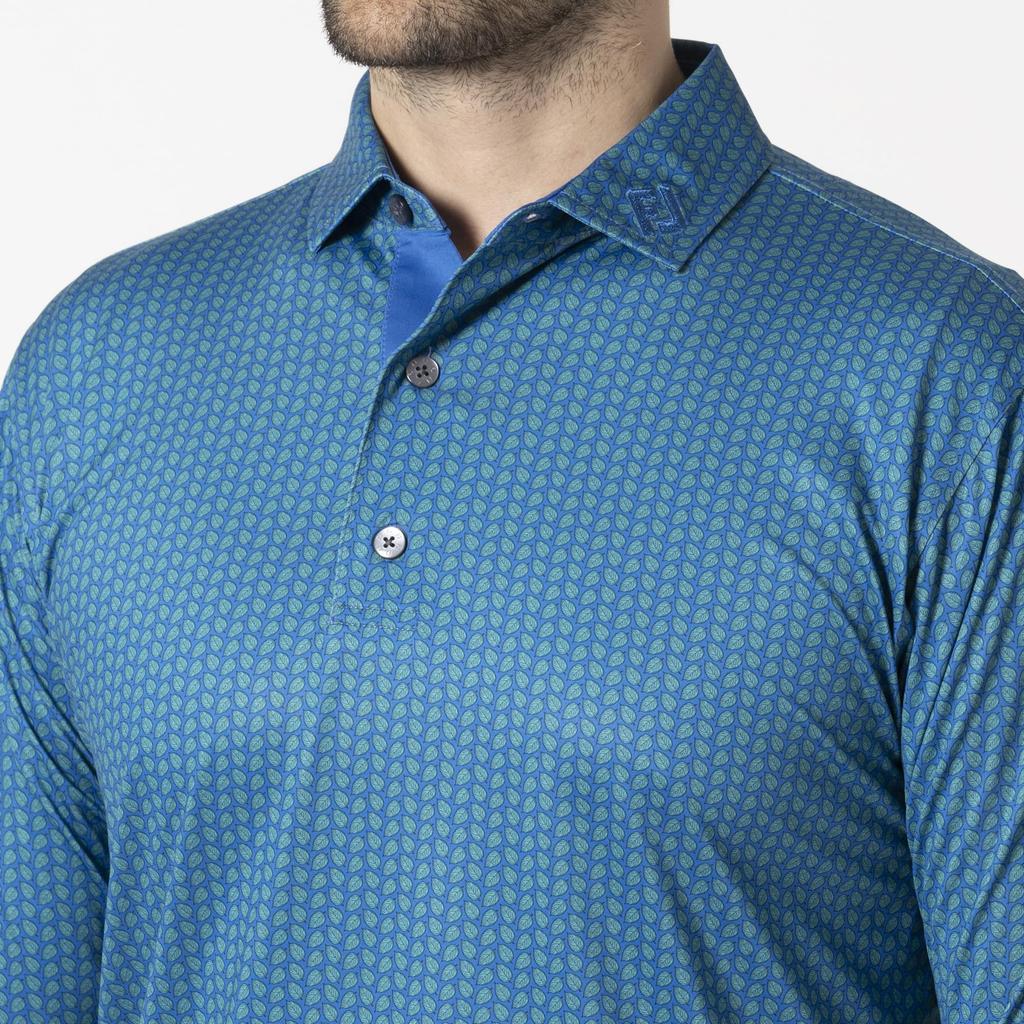 FootJoy Men's Leaf Print Long Sleeve Shirt, Emerald, Size Small, FJ-F24-S12, 32076-S