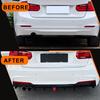 Diffusore Posteriore Lip Per BMW F30 MT MP 325i 330i 2013-2019 Doppio Scarico Lip Nero Con Splitter Luci Valance Spoiler